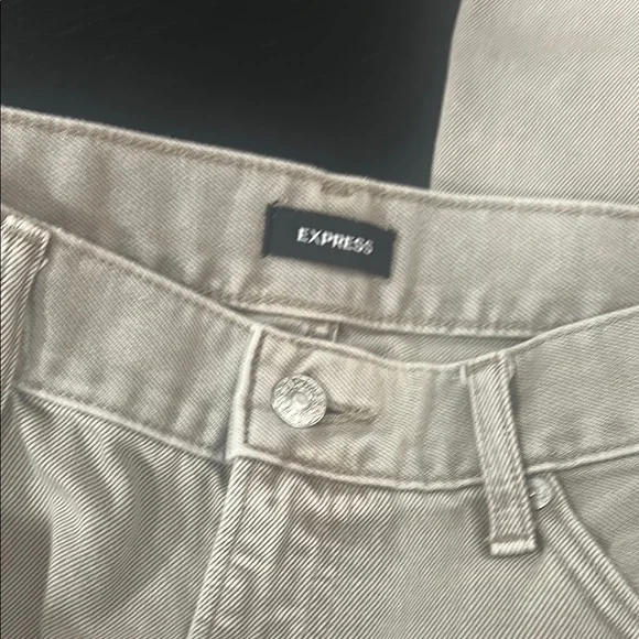 Express Cream Wide Leg Jeans - Picture 4 of 5